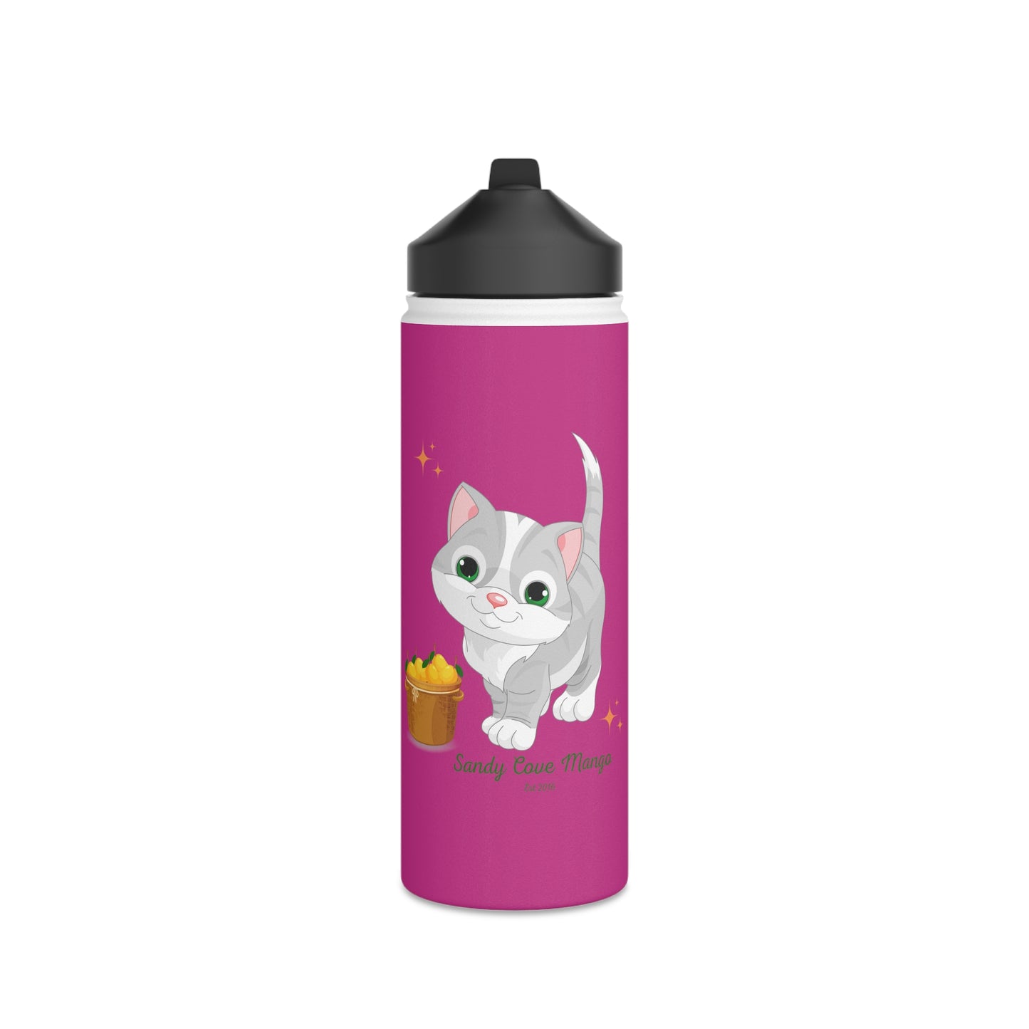 Sandy Cove's Delicious Mangoes Kitten Stainless Steel Water Bottle, Standard Lid