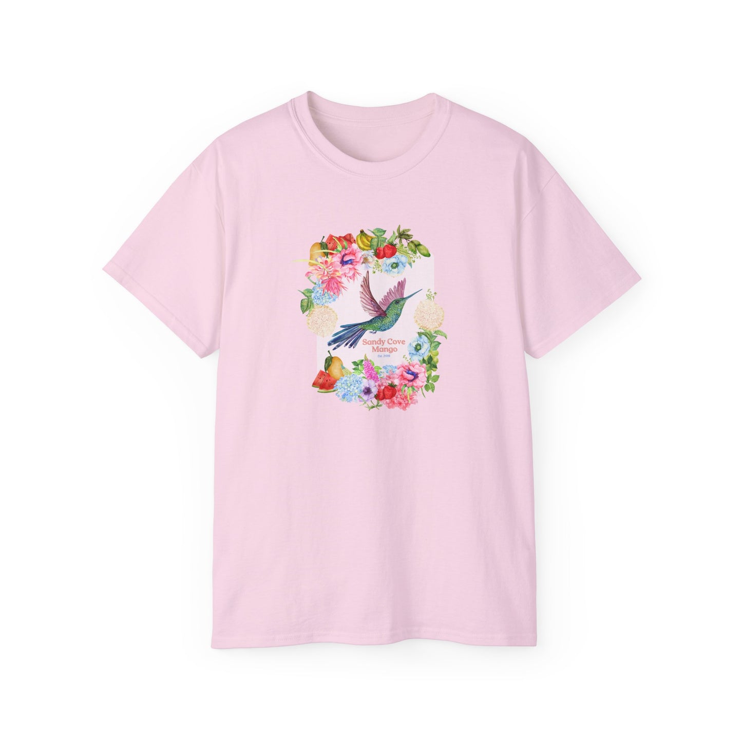 Sandy Cove Mango Birds and Blossoms Cotton Tee (Printed in USA)