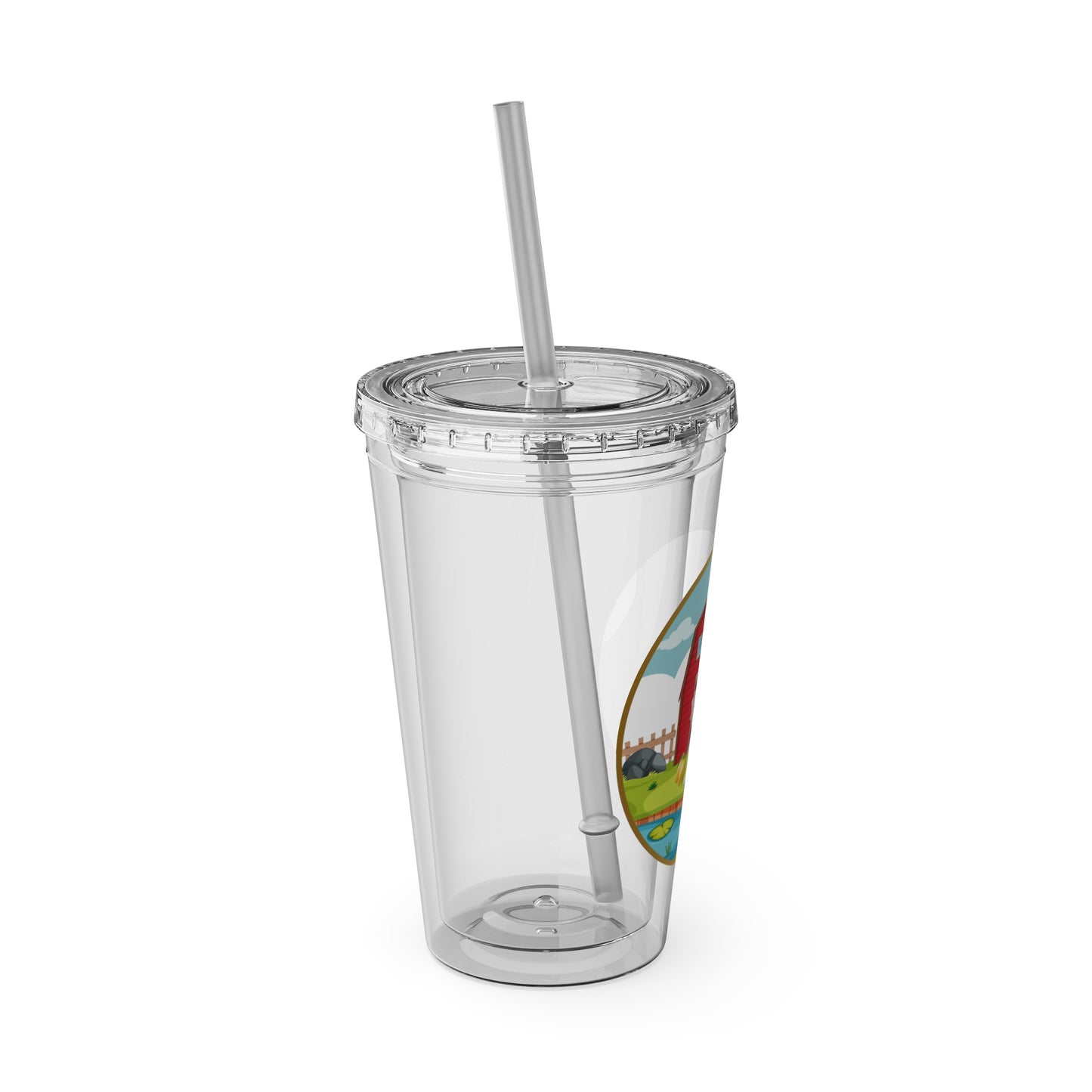 Sandy Cove's Delicious Mangoes Puppy Sunsplash Tumbler with Straw, 16oz (Printed in USA)