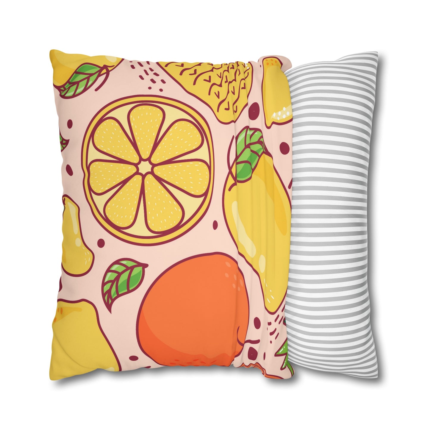 Sandy Cove Mango Tropical Fruit Square Poly Canvas Pillowcase