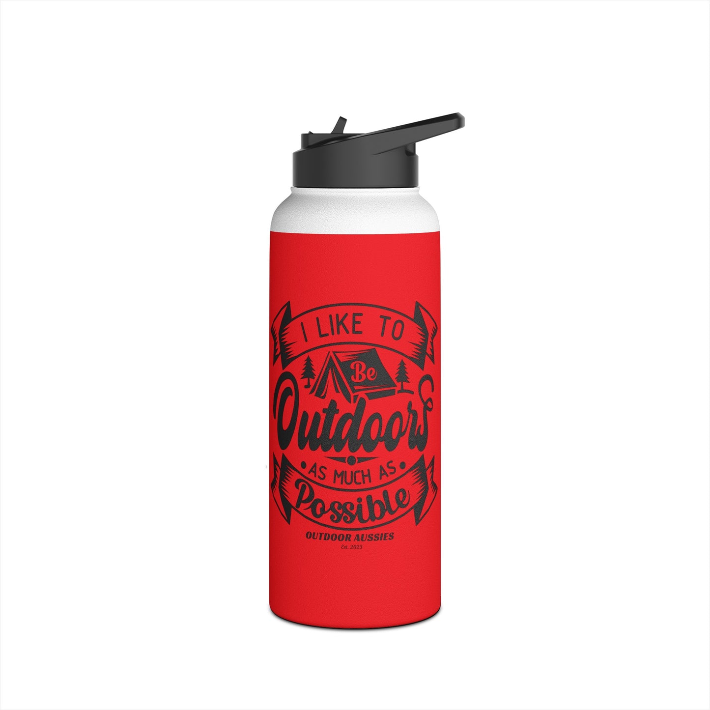 Outdoor Aussies Red Stainless Steel Water Bottle, Standard Lid