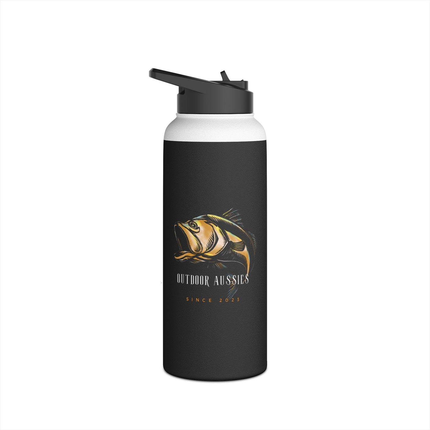 Outdoor Aussies Fishing Stainless Steel Water Bottle, Standard Lid