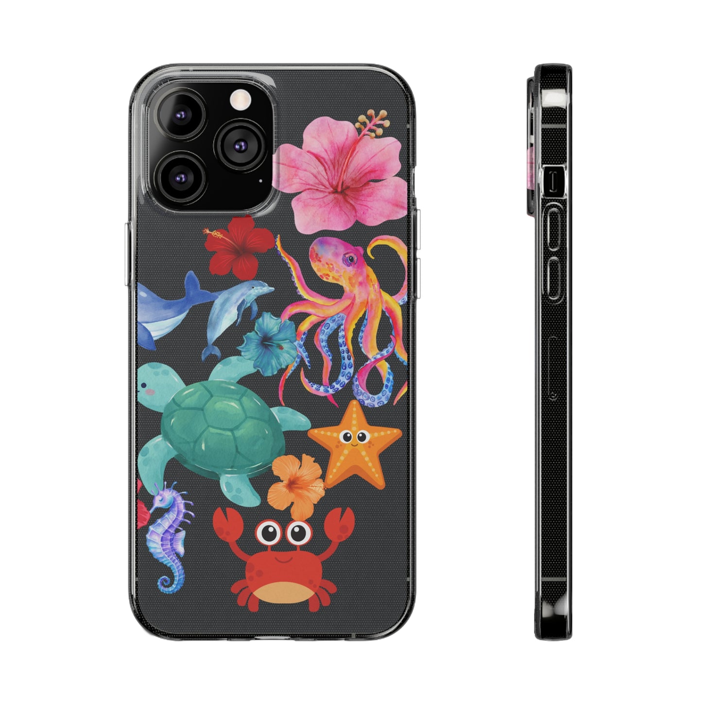 Hibiscus Ocean Clear Silicone Phone Cases