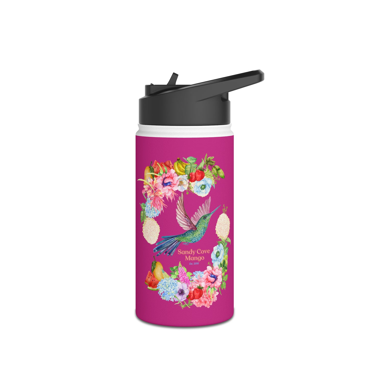 Sandy Cove Mango Birds and Blossoms Stainless Steel Water Bottle, Standard Lid