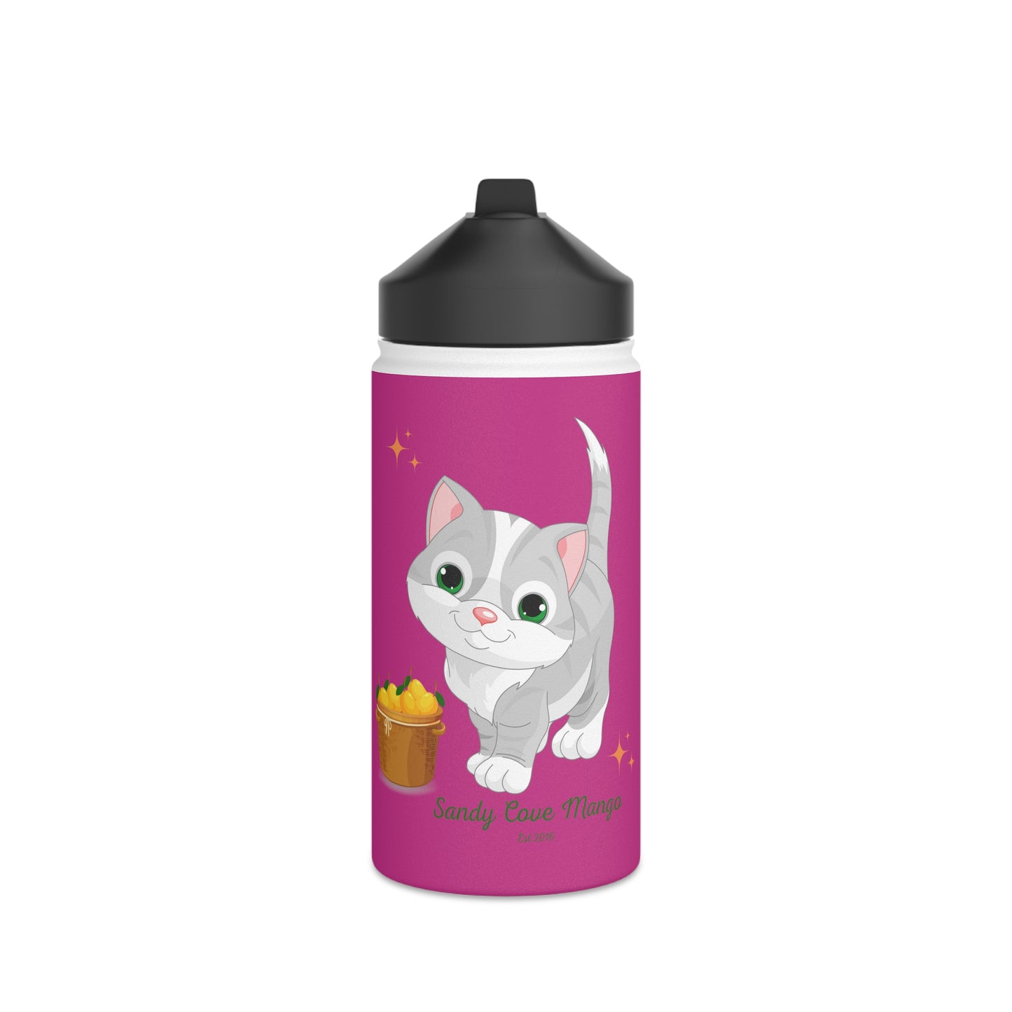 Sandy Cove's Delicious Mangoes Kitten Stainless Steel Water Bottle, Standard Lid