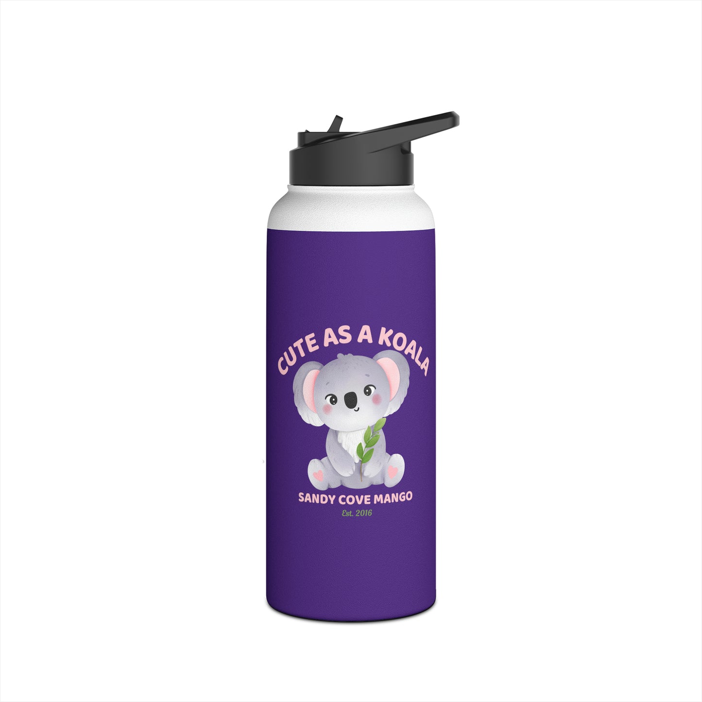 Sandy Cove Mango Cute as a Koala Stainless Steel Water Bottle, Standard Lid