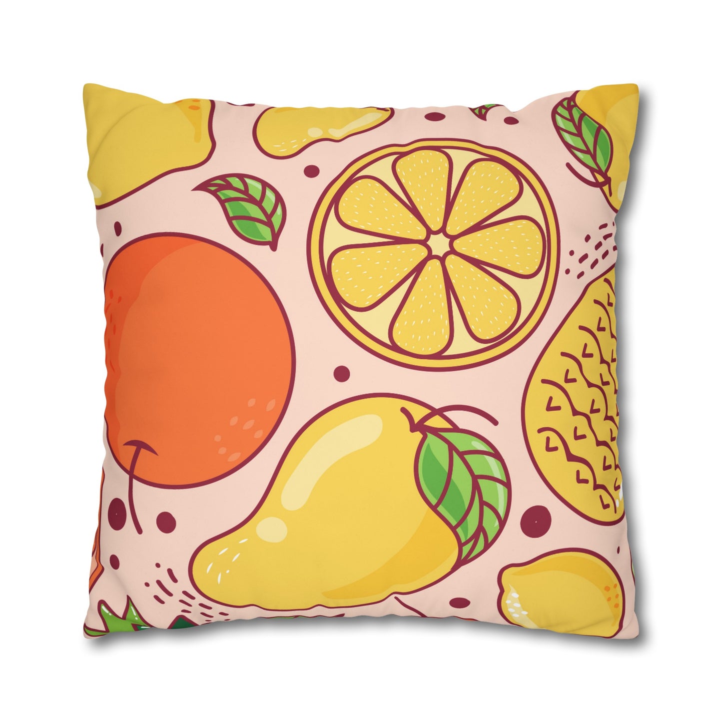 Sandy Cove Mango Tropical Fruit Square Poly Canvas Pillowcase