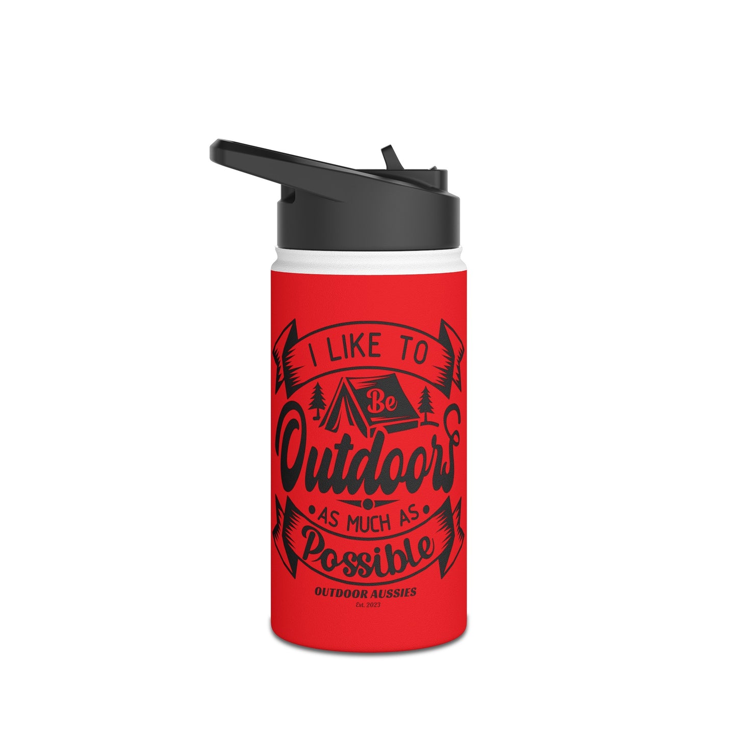 Outdoor Aussies Red Stainless Steel Water Bottle, Standard Lid