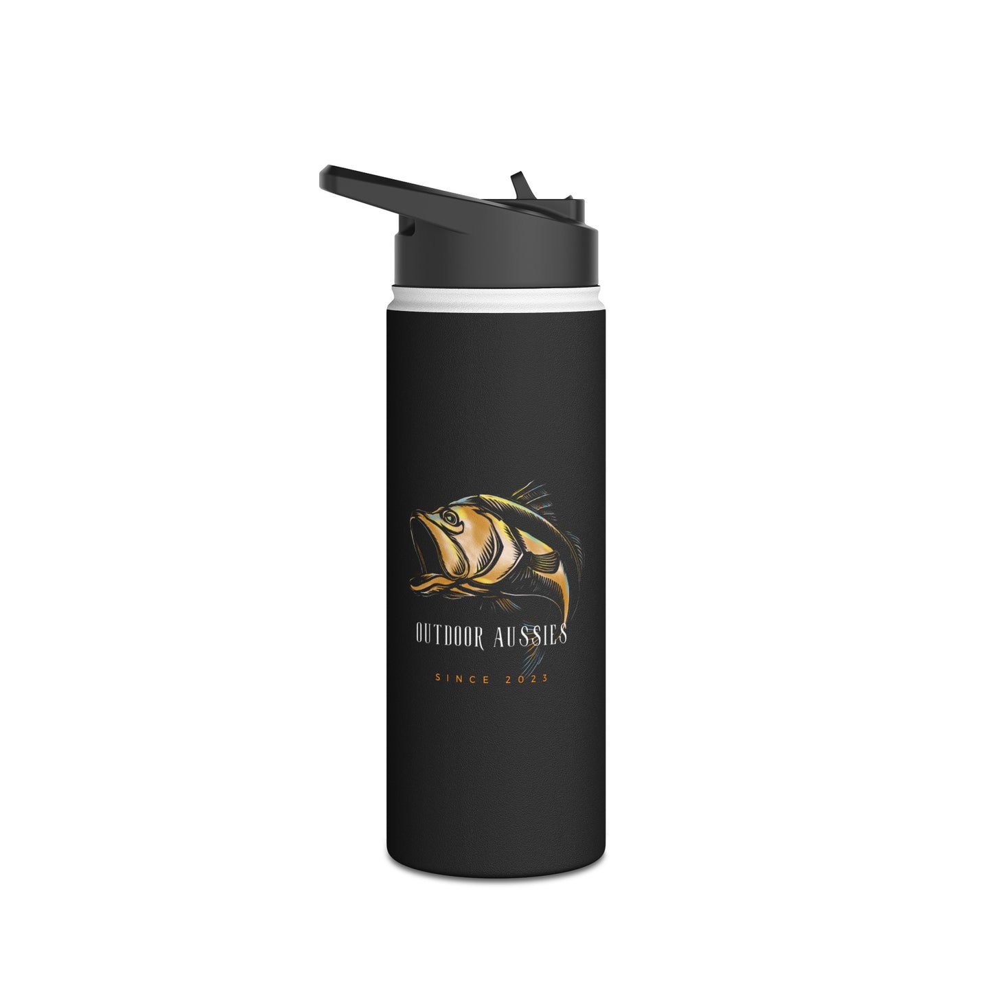 Outdoor Aussies Fishing Stainless Steel Water Bottle, Standard Lid