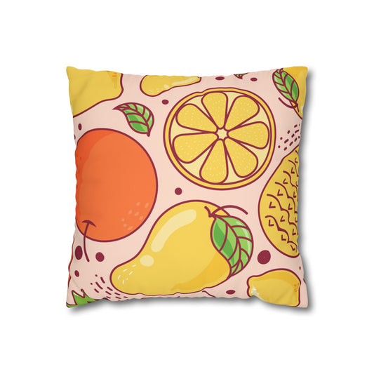 Sandy Cove Mango Tropical Fruit Square Poly Canvas Pillowcase