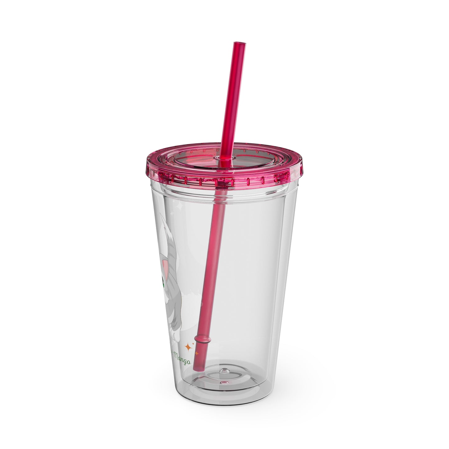 Sandy Cove's Delicious Mangoes Kitten Sunsplash Tumbler with Straw, 16oz (Printed in USA)