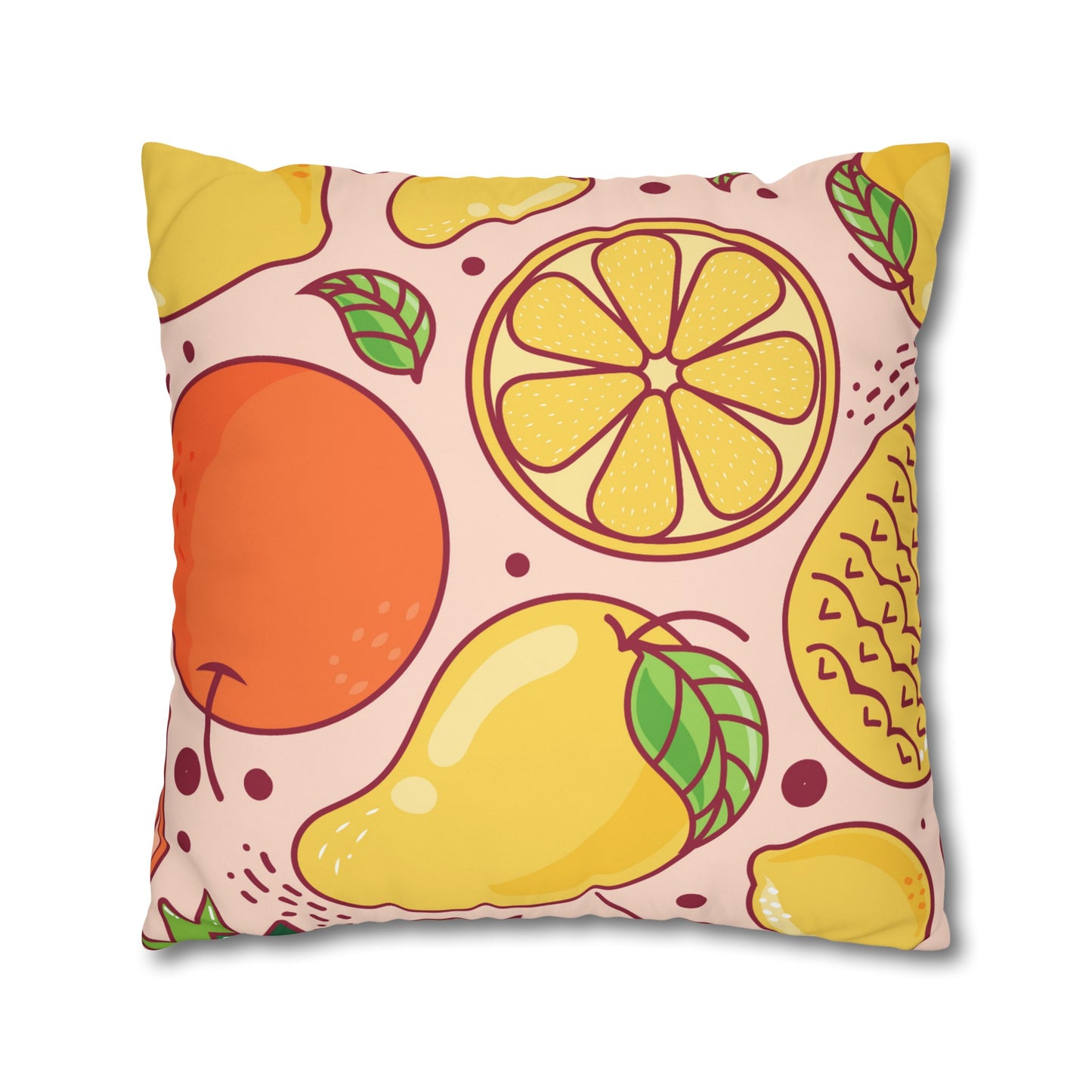 Sandy Cove Mango Tropical Fruit Square Poly Canvas Pillowcase