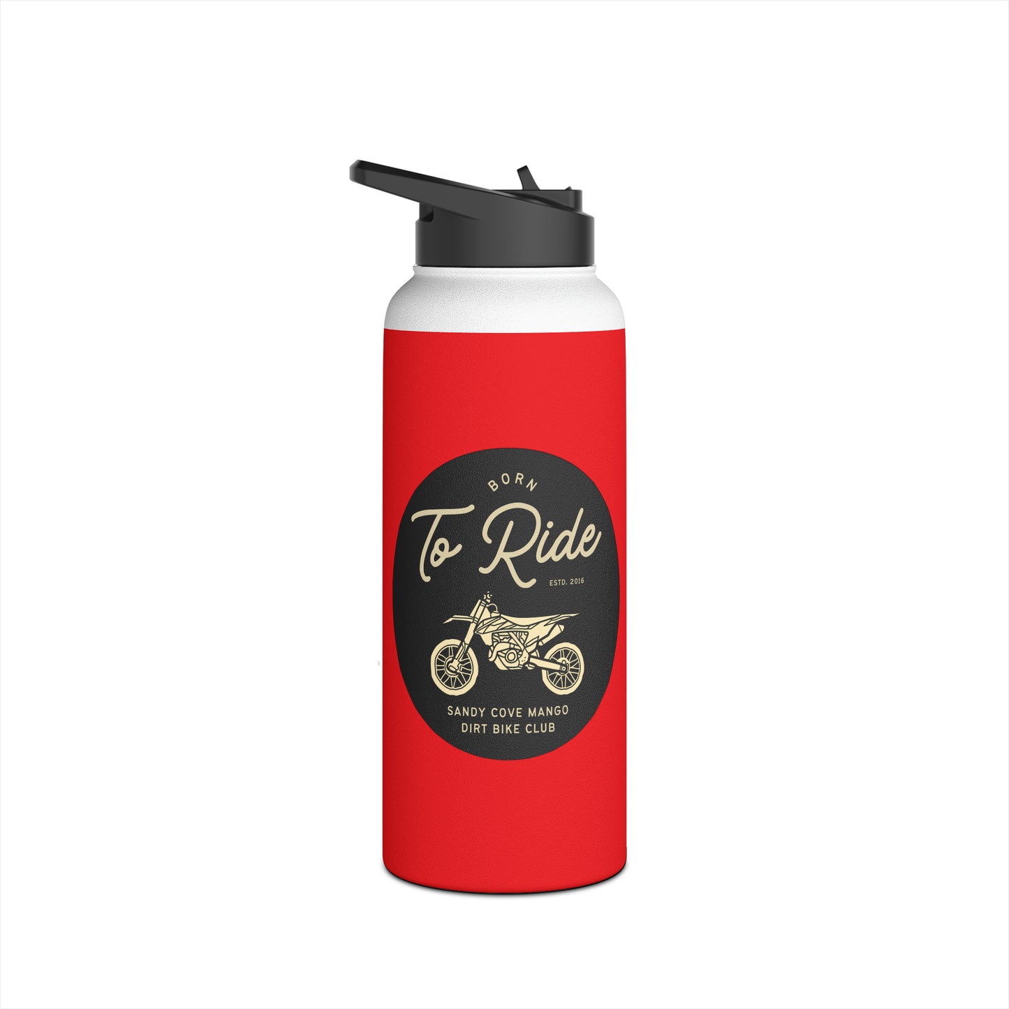 Sandy Cove Mango Born to Ride Red Stainless Steel Water Bottle, Standard Lid