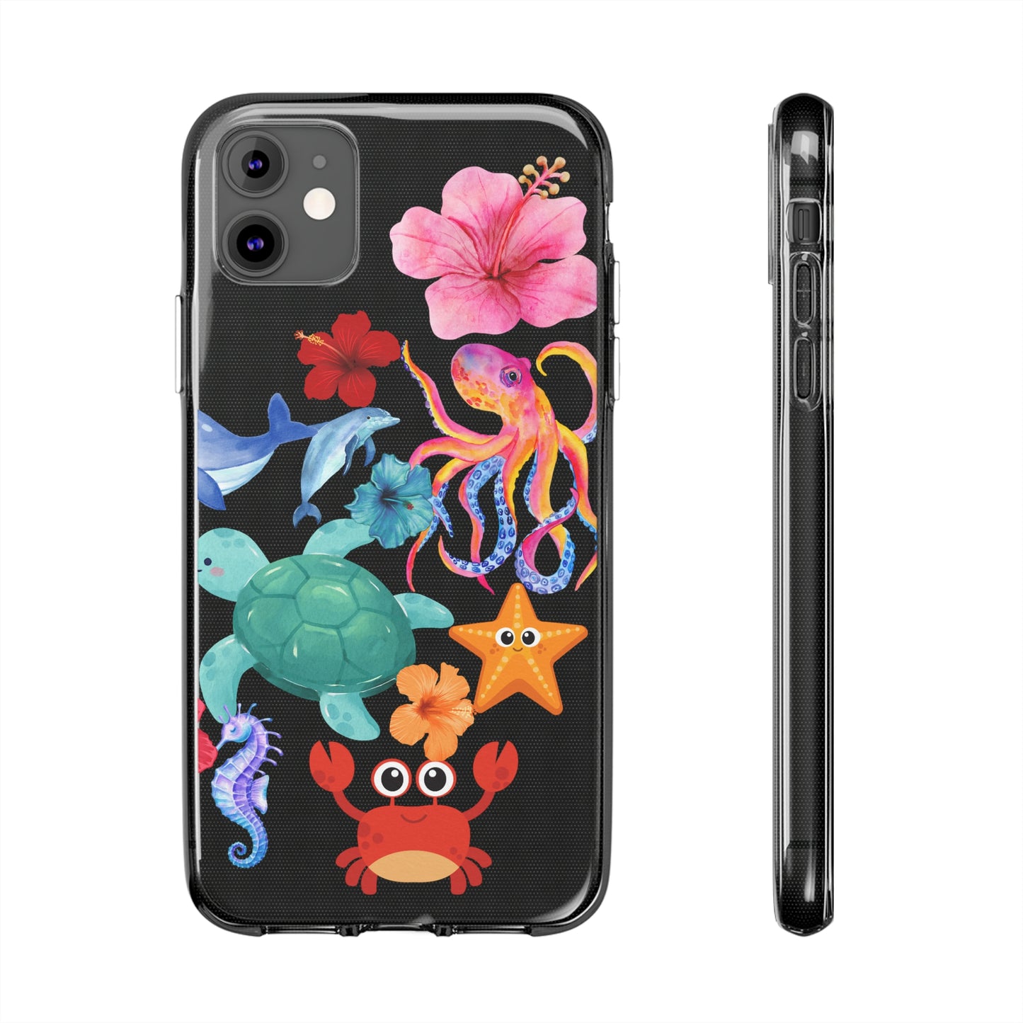 Hibiscus Ocean Clear Silicone Phone Cases