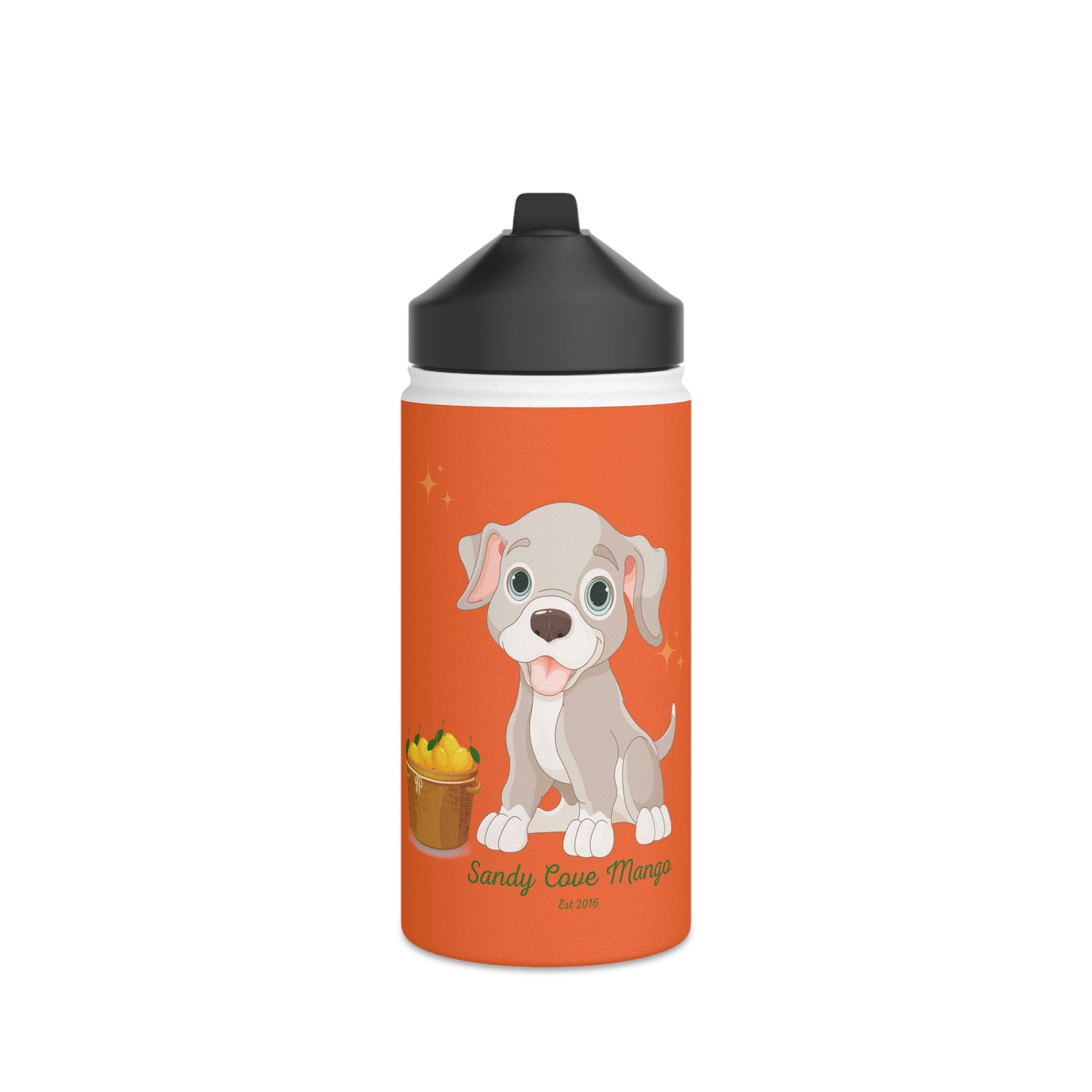 Sandy Cove's Delicious Mangoes Puppy Stainless Steel Water Bottle, Standard Lid