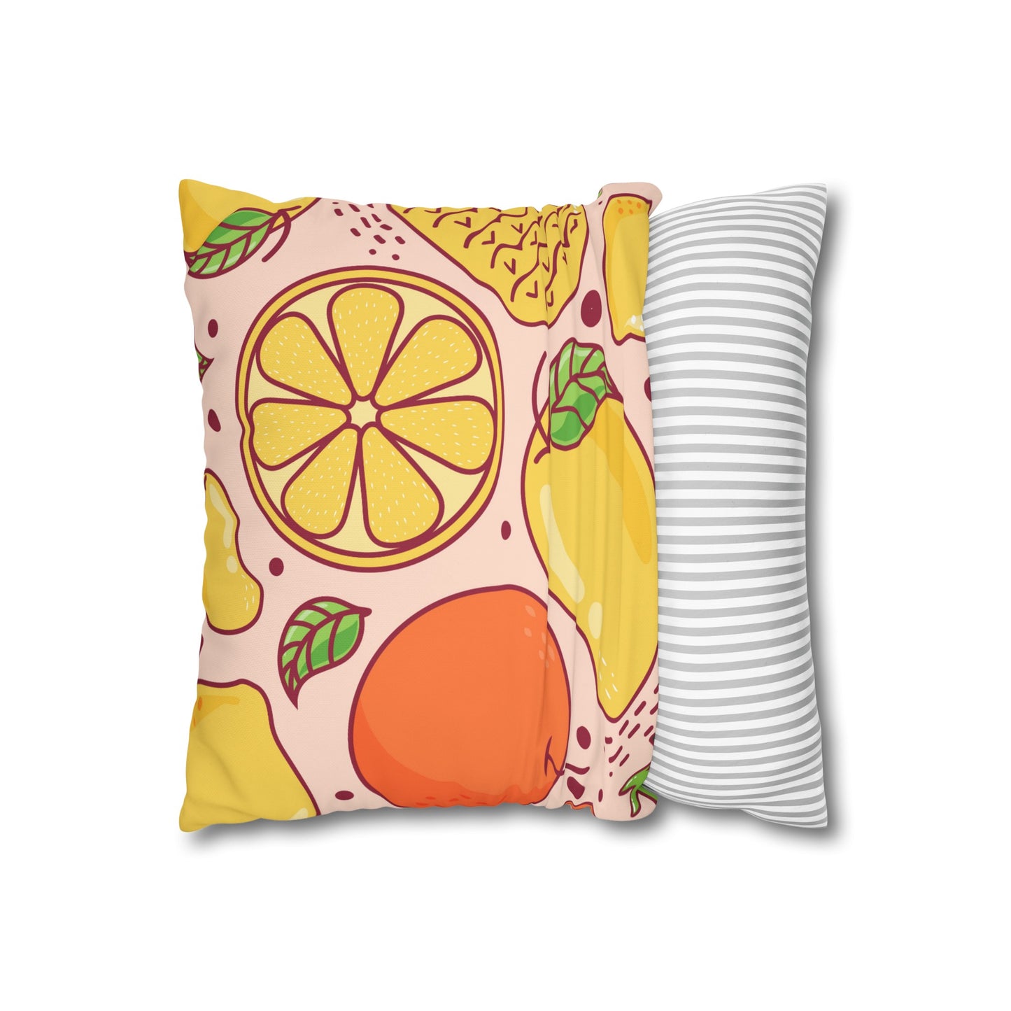 Sandy Cove Mango Tropical Fruit Square Poly Canvas Pillowcase