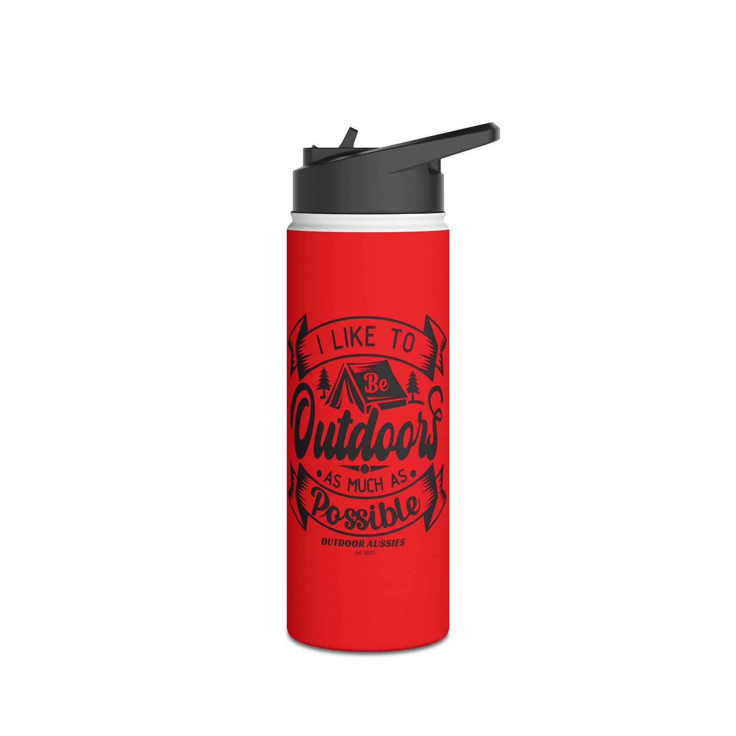 Outdoor Aussies Red Stainless Steel Water Bottle, Standard Lid