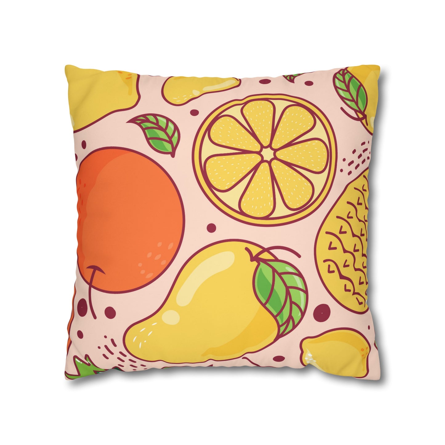 Sandy Cove Mango Tropical Fruit Square Poly Canvas Pillowcase