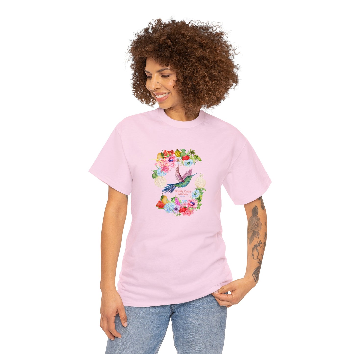 Sandy Cove Mango Birds and Blossoms Cotton Tee