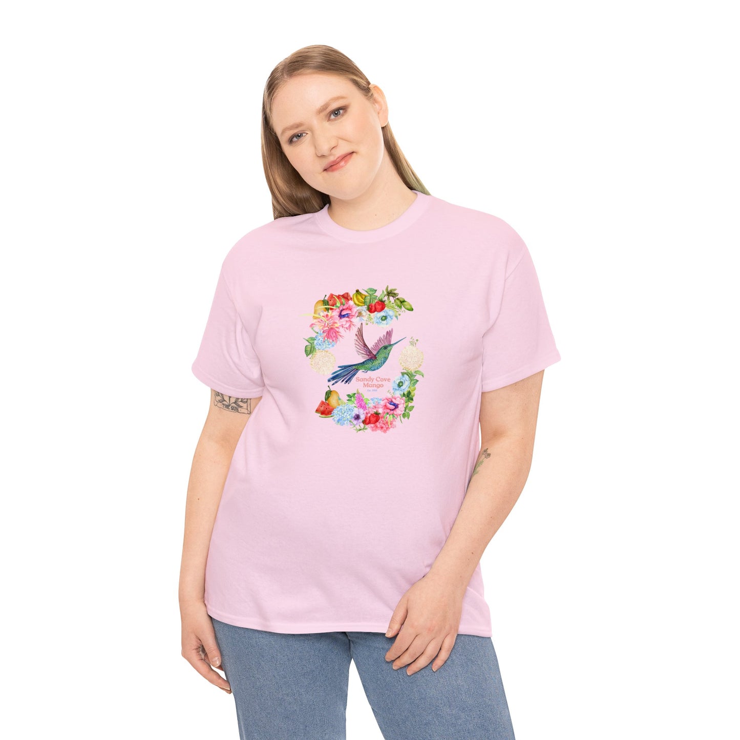 Sandy Cove Mango Birds and Blossoms Cotton Tee