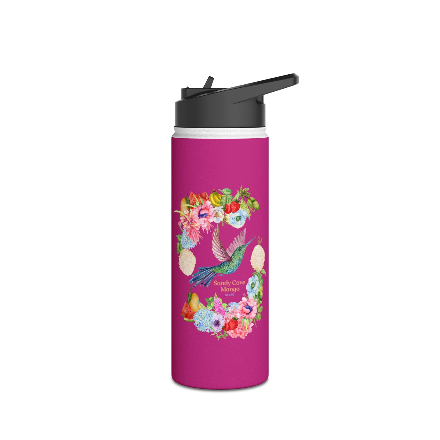 Sandy Cove Mango Birds and Blossoms Stainless Steel Water Bottle, Standard Lid