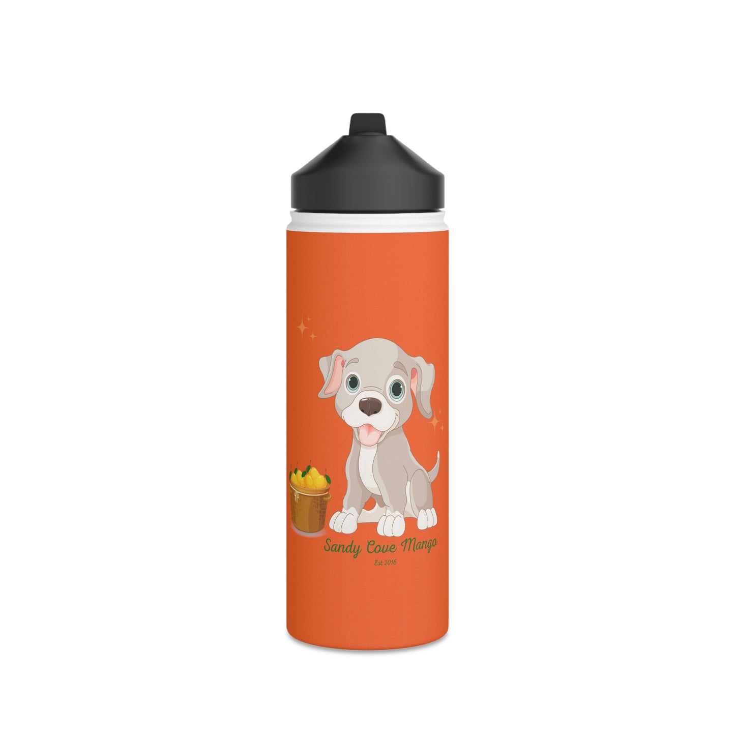 Sandy Cove's Delicious Mangoes Puppy Stainless Steel Water Bottle, Standard Lid