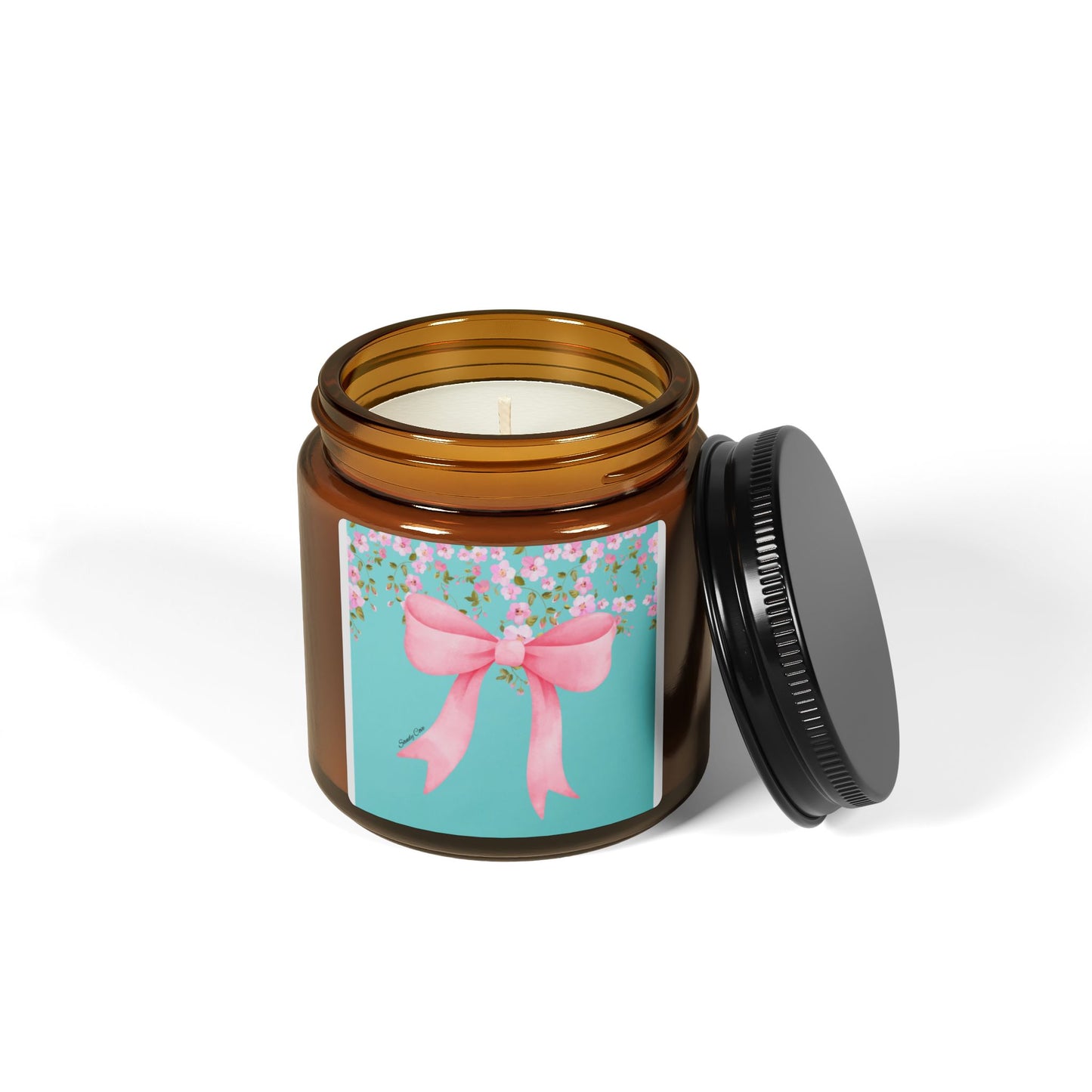 Sandy Cove Bow Scented Soy Candle (Multi-Size, Amber Jar)