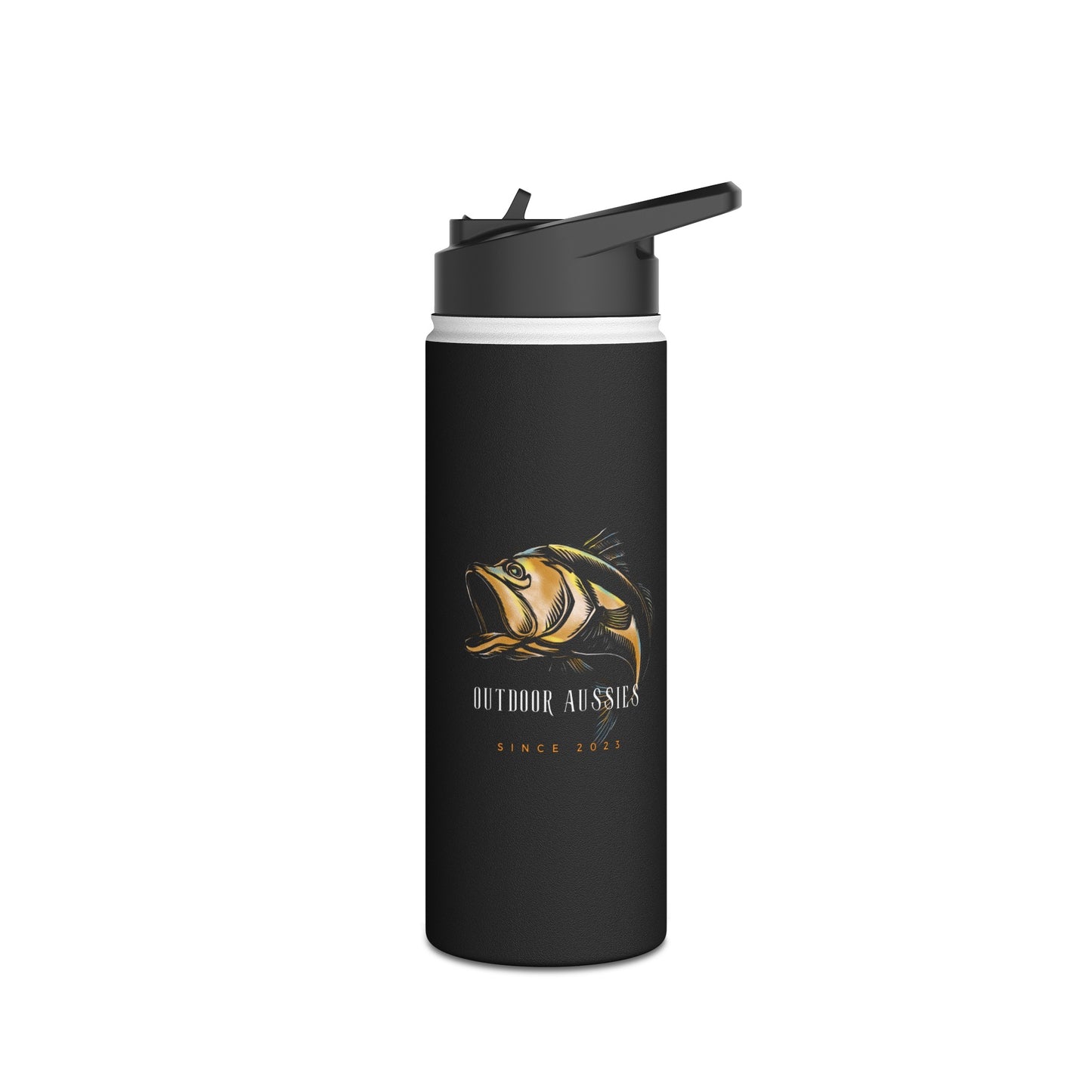 Outdoor Aussies Fishing Stainless Steel Water Bottle, Standard Lid