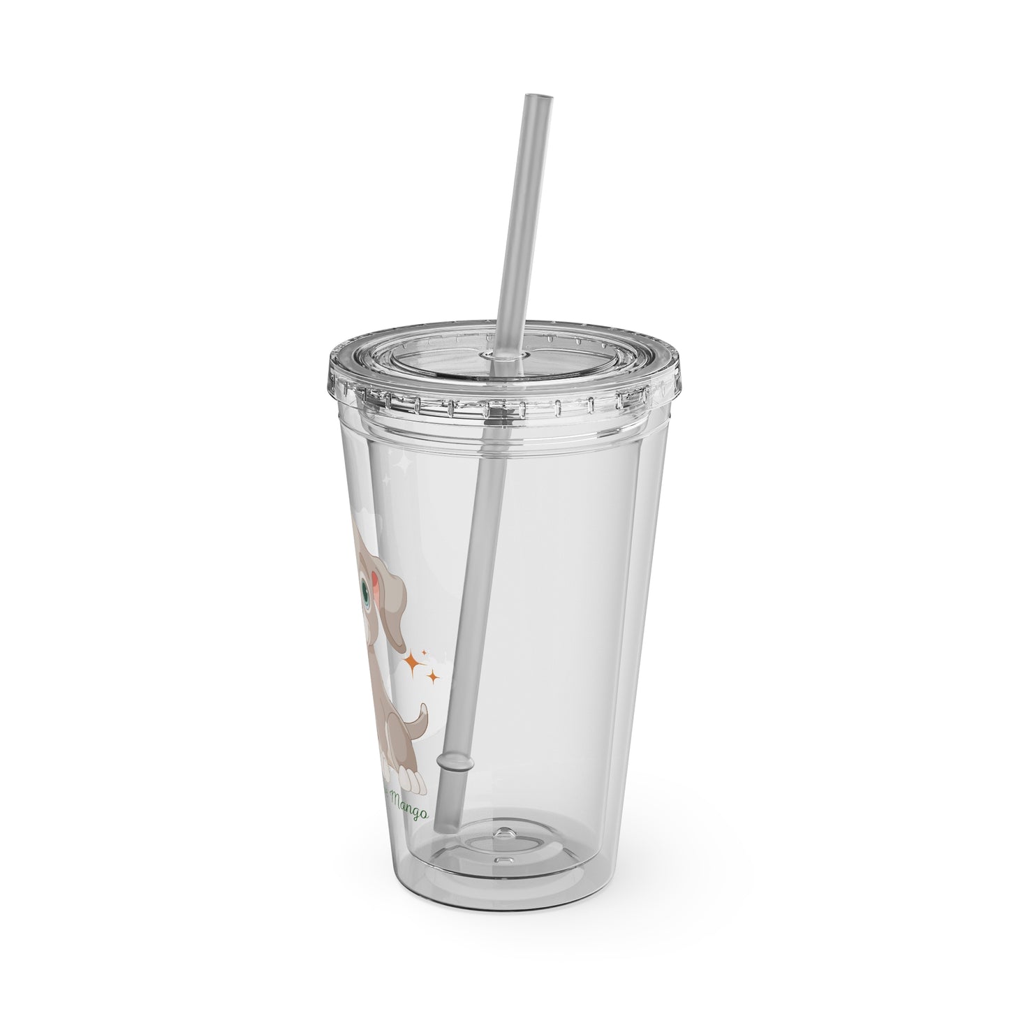 Sandy Cove's Delicious Mangoes Puppy Sunsplash Tumbler with Straw, 16oz (Printed in USA)