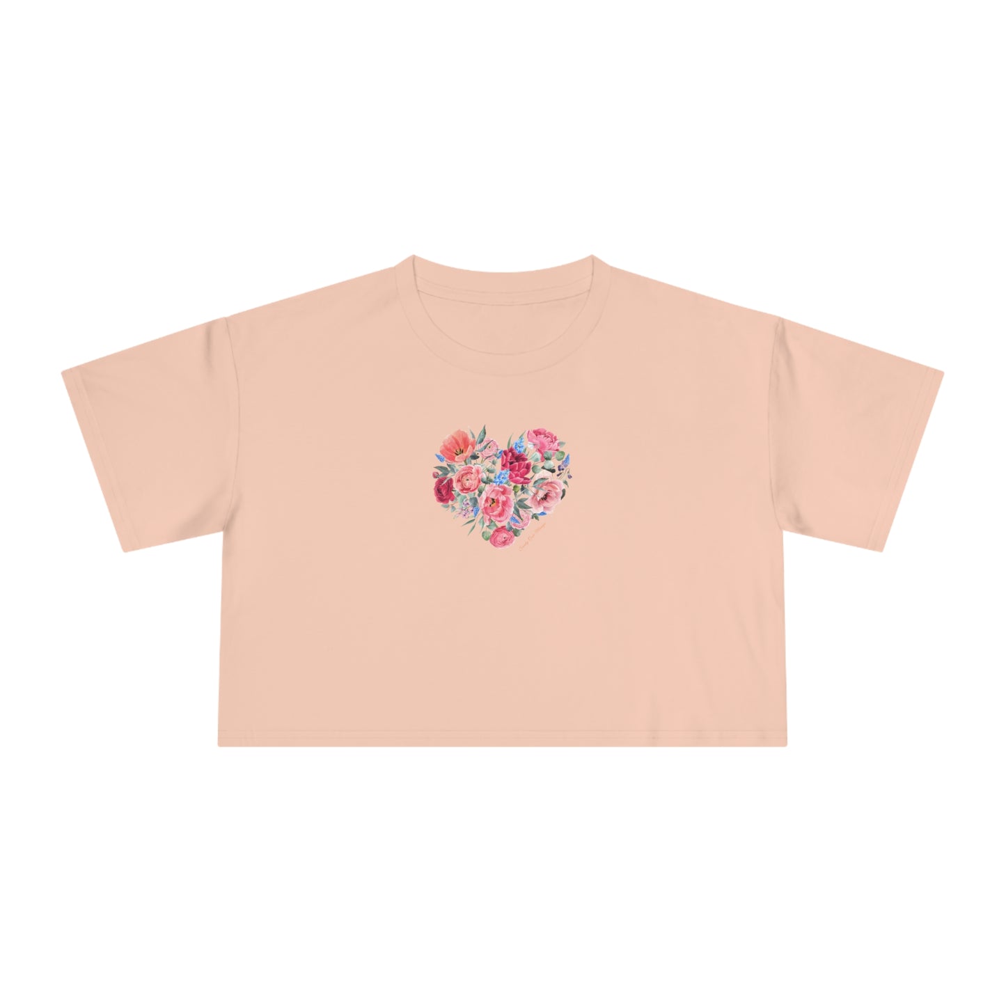 Sandy Cove Mango Spring Flowers Women's Crop Tee