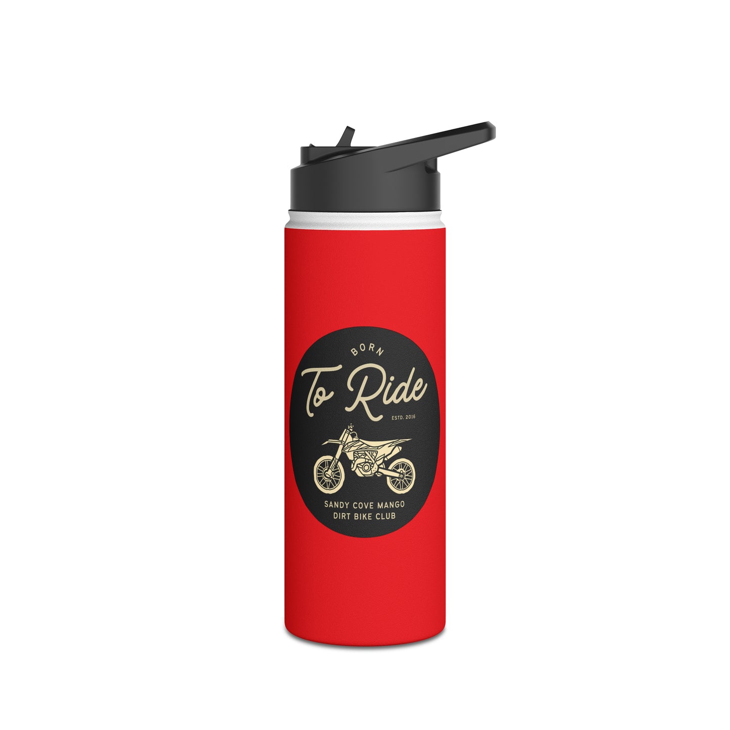 Sandy Cove Mango Born to Ride Red Stainless Steel Water Bottle, Standard Lid