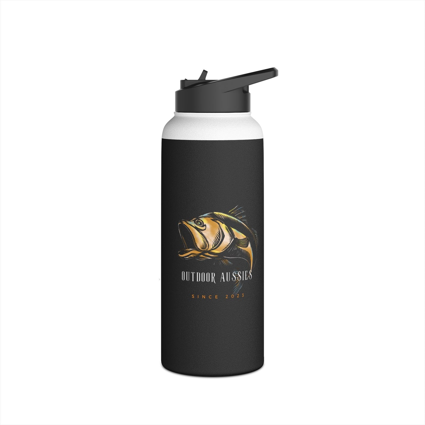 Outdoor Aussies Fishing Stainless Steel Water Bottle, Standard Lid