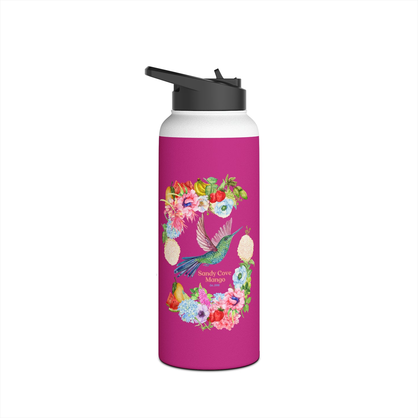 Sandy Cove Mango Birds and Blossoms Stainless Steel Water Bottle, Standard Lid