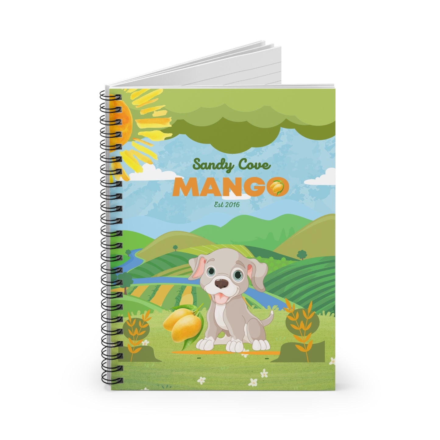 Sandy Cove's Delicious Mangoes Puppy Spiral Notebook - Ruled Line (Printed in USA)