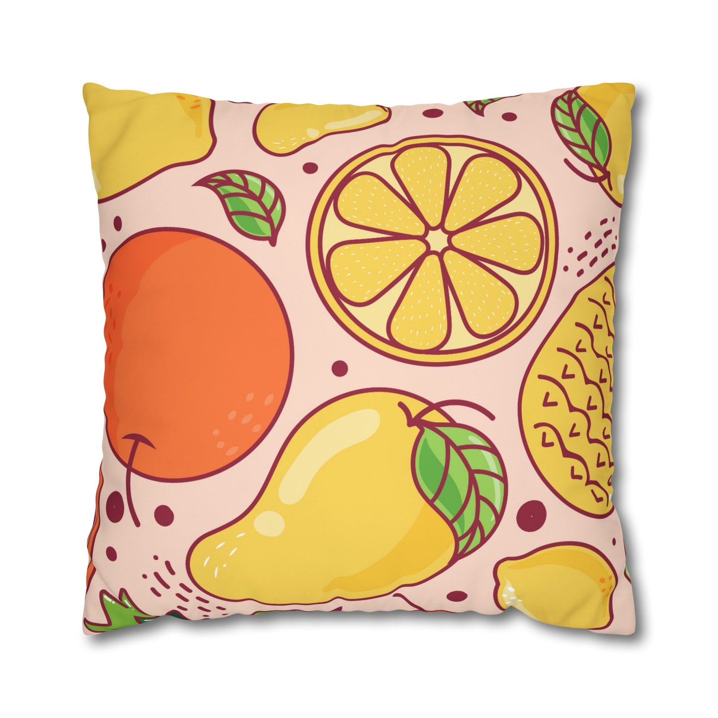 Sandy Cove Mango Tropical Fruit Square Poly Canvas Pillowcase