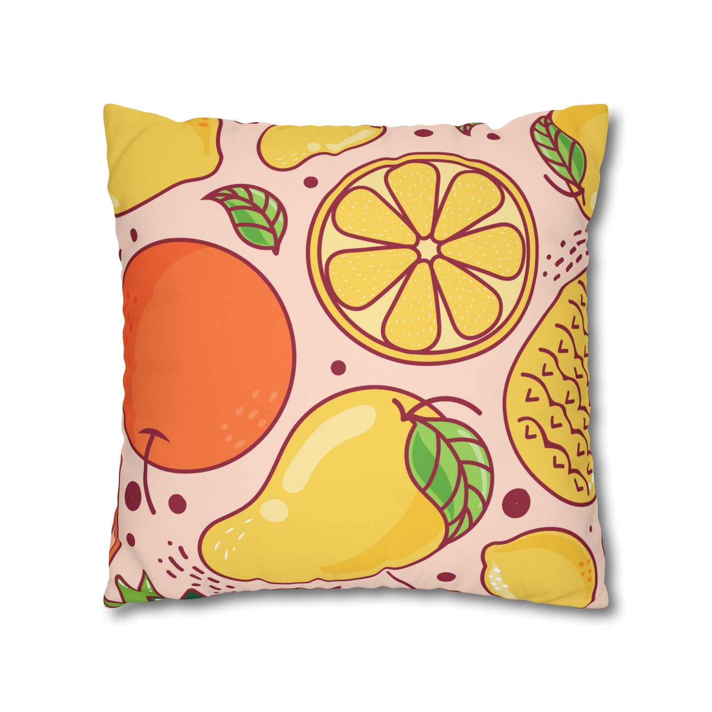 Sandy Cove Mango Tropical Fruit Square Poly Canvas Pillowcase