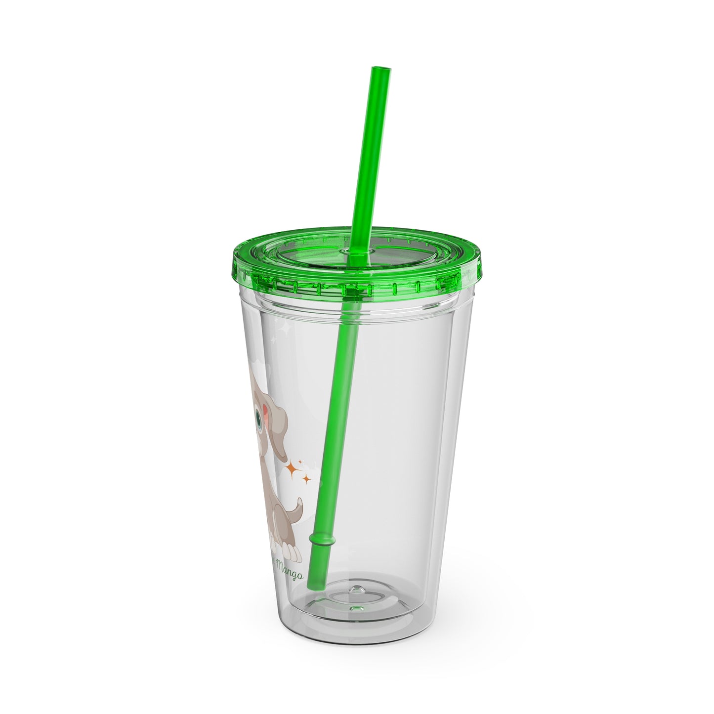 Sandy Cove's Delicious Mangoes Puppy Sunsplash Tumbler with Straw, 16oz (Printed in USA)