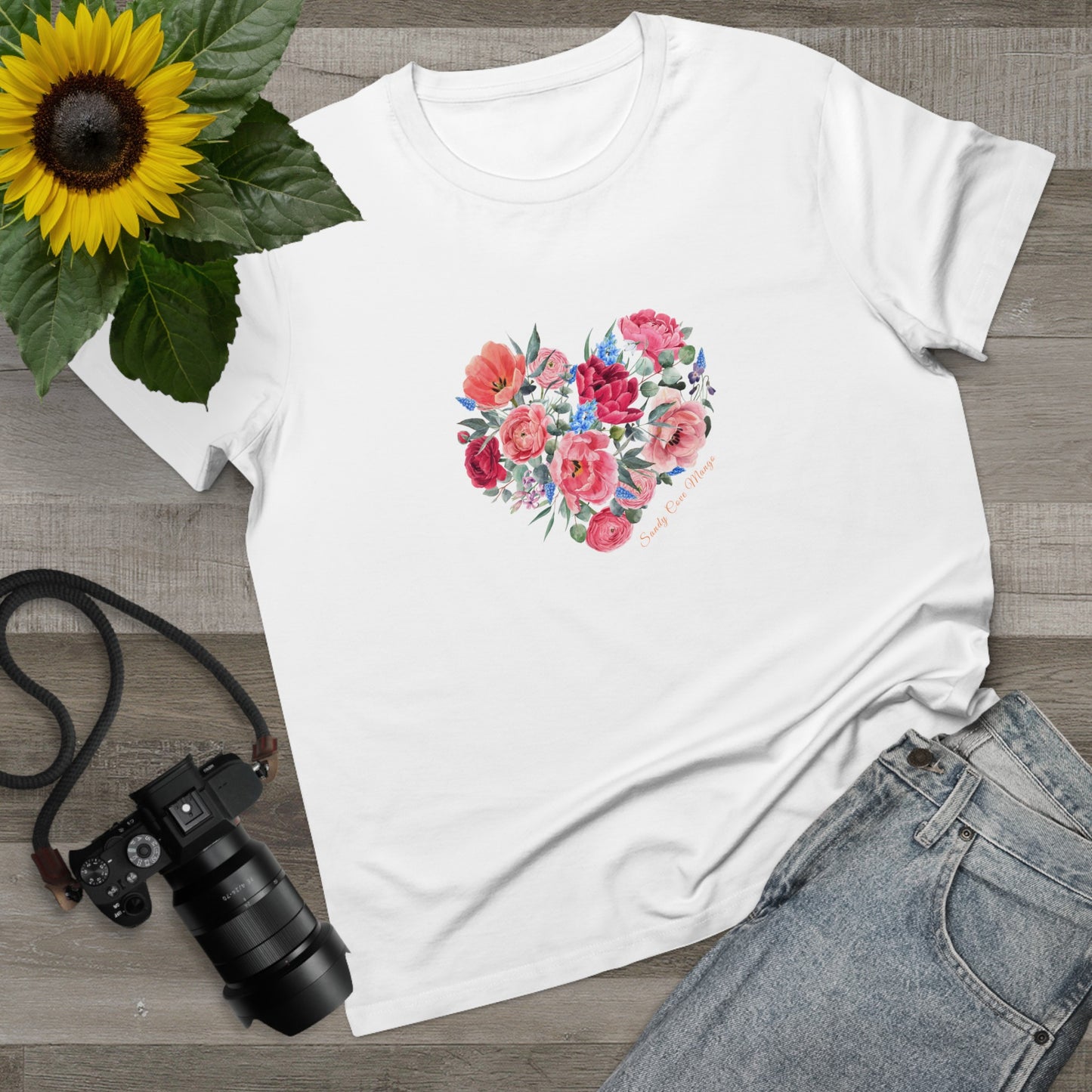 Sandy Cove Mango Spring Flowers Women’s Maple Tee