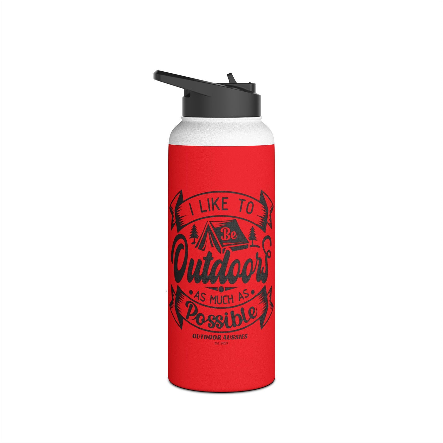 Outdoor Aussies Red Stainless Steel Water Bottle, Standard Lid