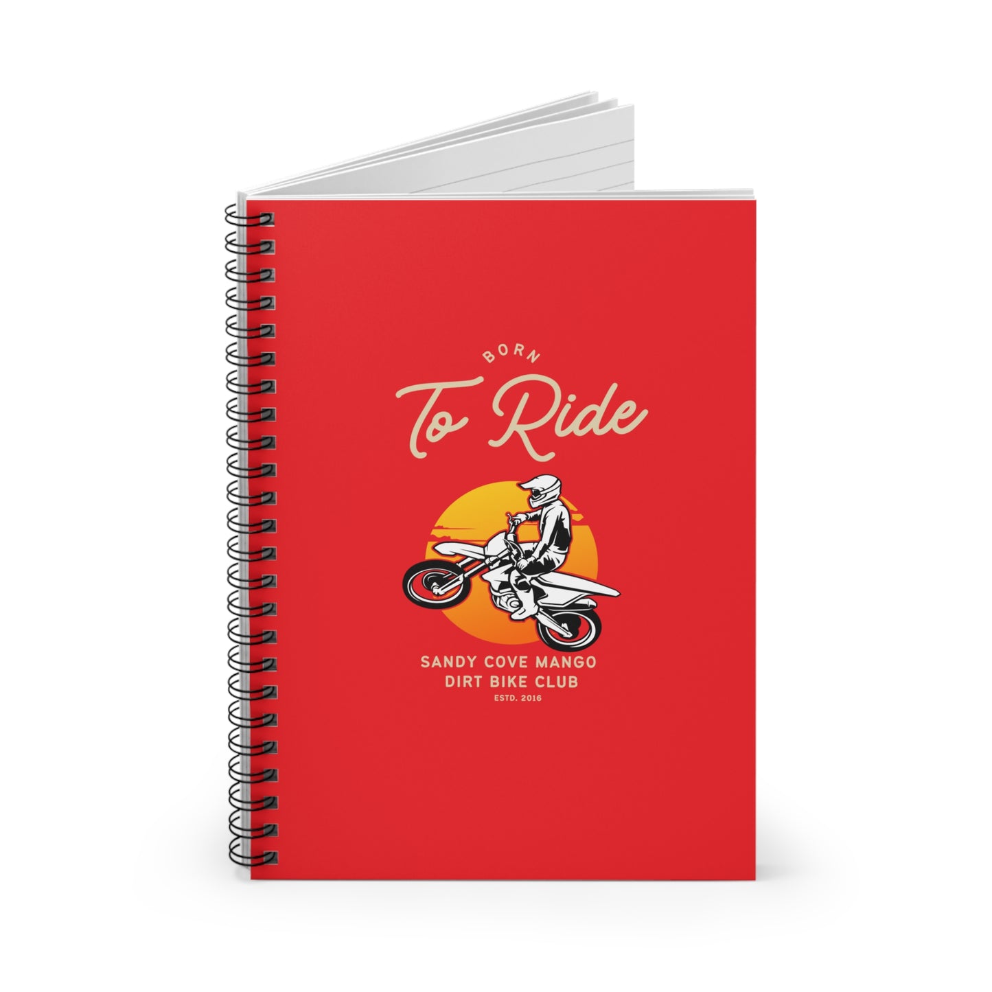 Sandy Cove Mango Born to Ride Dirt Bike Club Spiral Notebook - Ruled Line (Printed in USA)