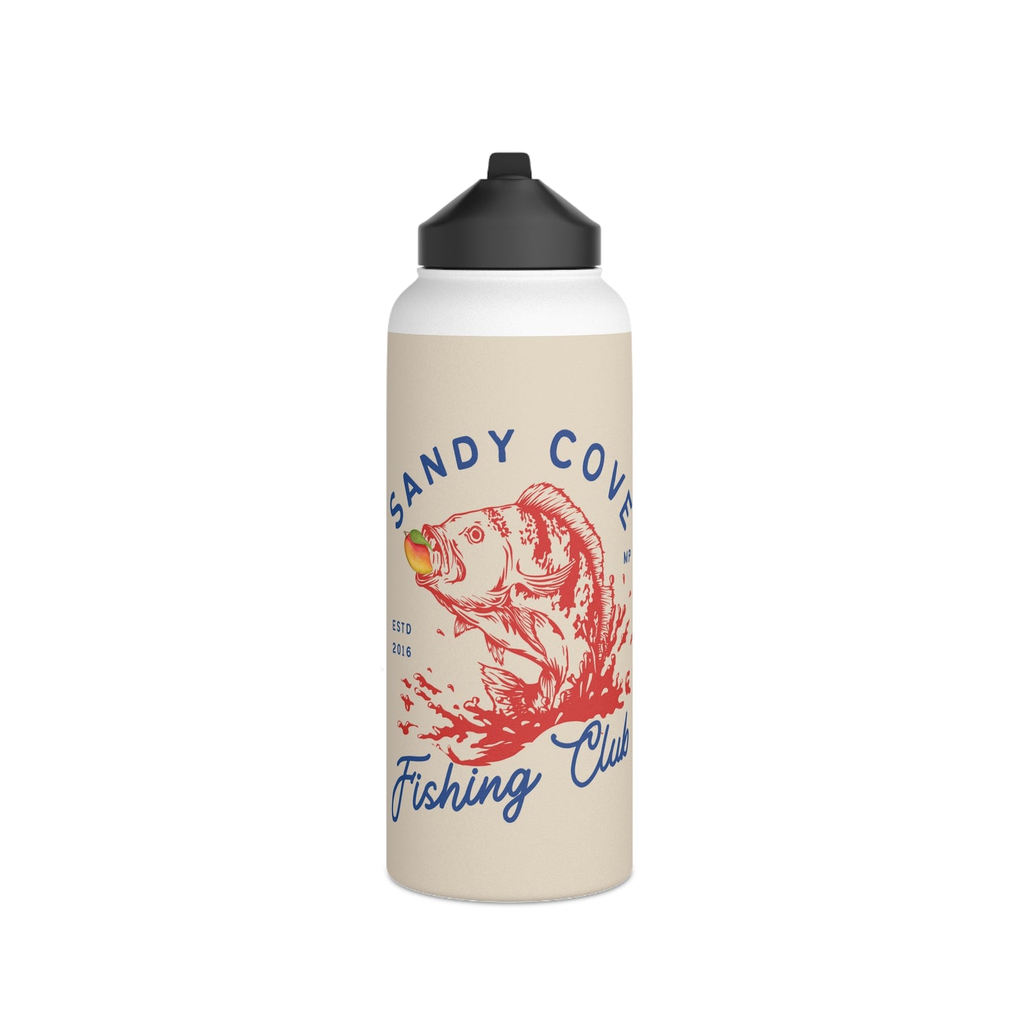 Sandy Cove MP Fishing Club Stainless Steel Water Bottle, Standard Lid