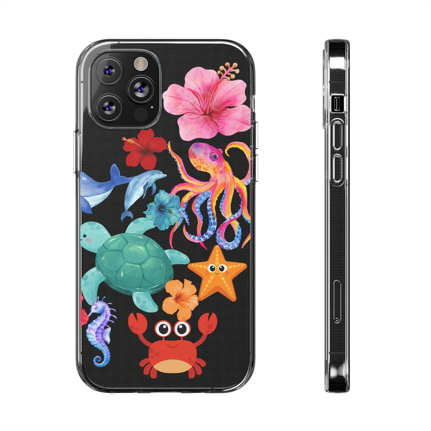 Hibiscus Ocean Clear Silicone Phone Cases